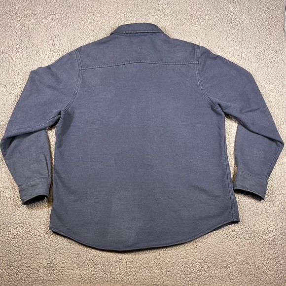 American Giant Mens XL Fleece Lined Shirt Jacket Snap Front Blue Made in USA - Picture 8 of 10